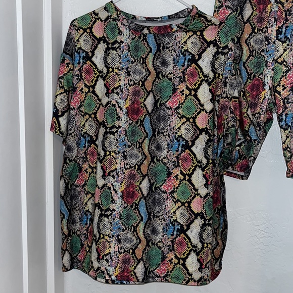 Fashion, nova snake skin, biker shorts, and shirt set - Picture 3 of 4